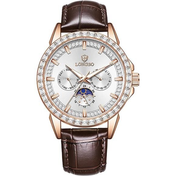 Mens Watches Leather Luxury Fashion Dress Analog Quartz Wrist Watch